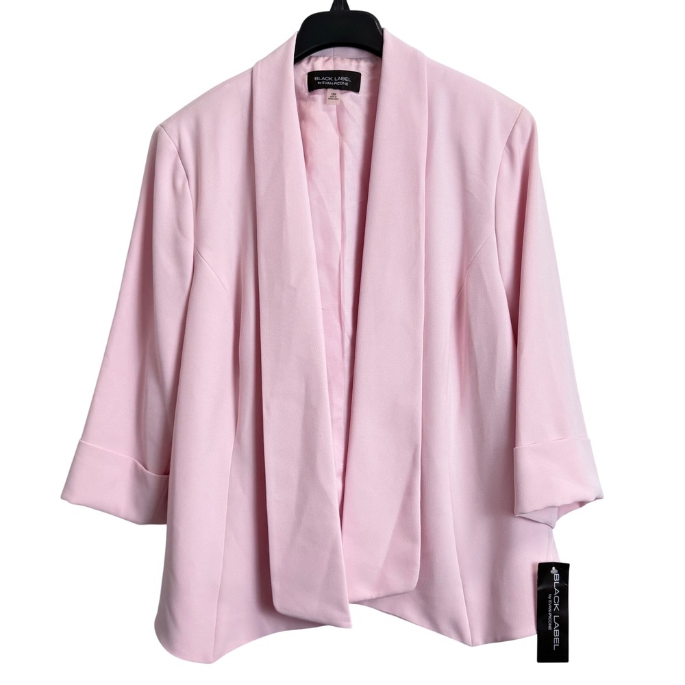 NEW Black Label by Evan-Picone Baby Pink Shawl Collar Open Front Blazer 18W‎